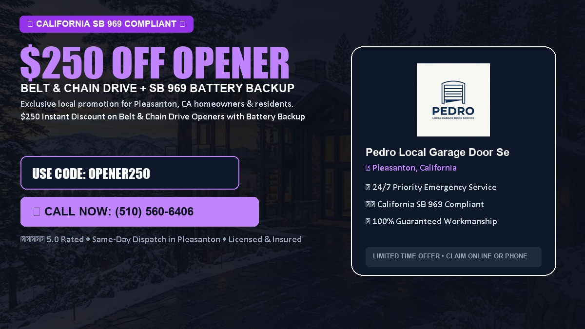 $250 OFF Smart Garage Door Opener Installation (Belt & Chain Drive with California SB 969 Battery Backup) in Pleasanton, CA