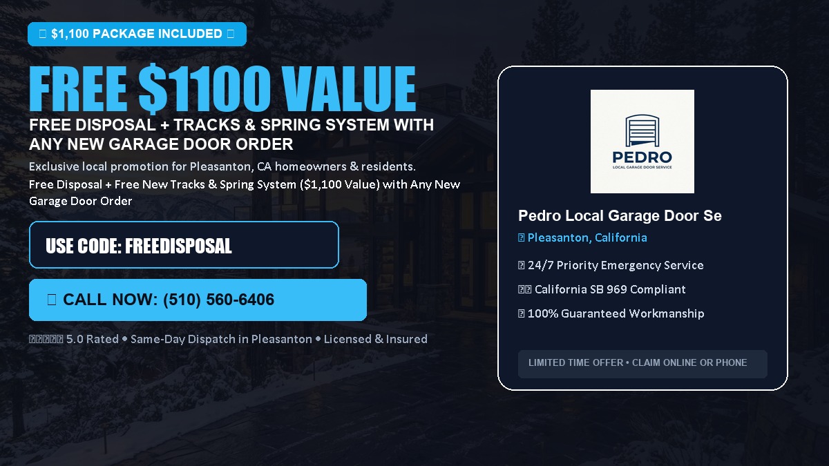Free Disposal + Free New Tracks & Spring System with Any New Garage Door Order ($1100 Value) in Pleasanton, CA